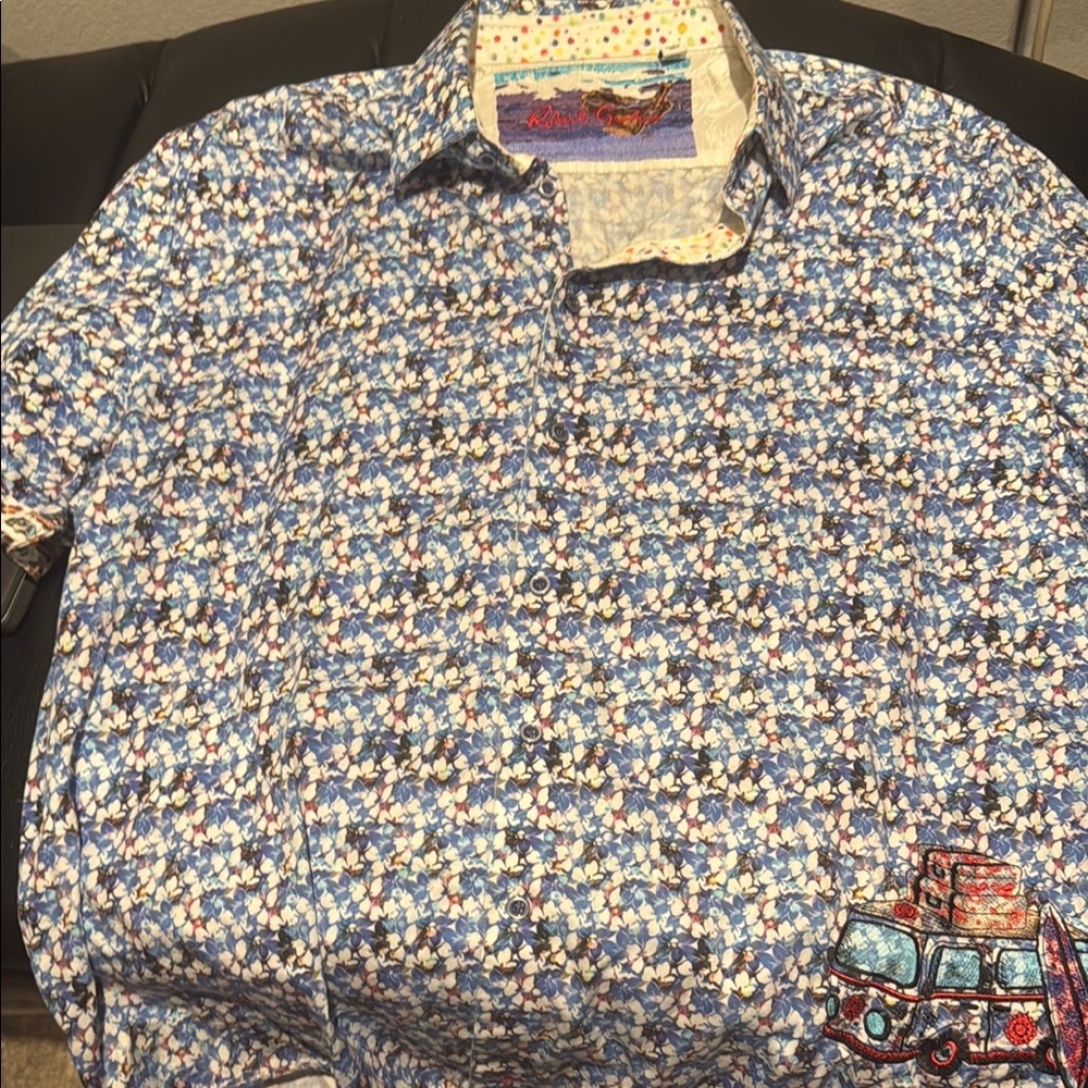 Robert Graham Blue and White Casual Button Down Shirt